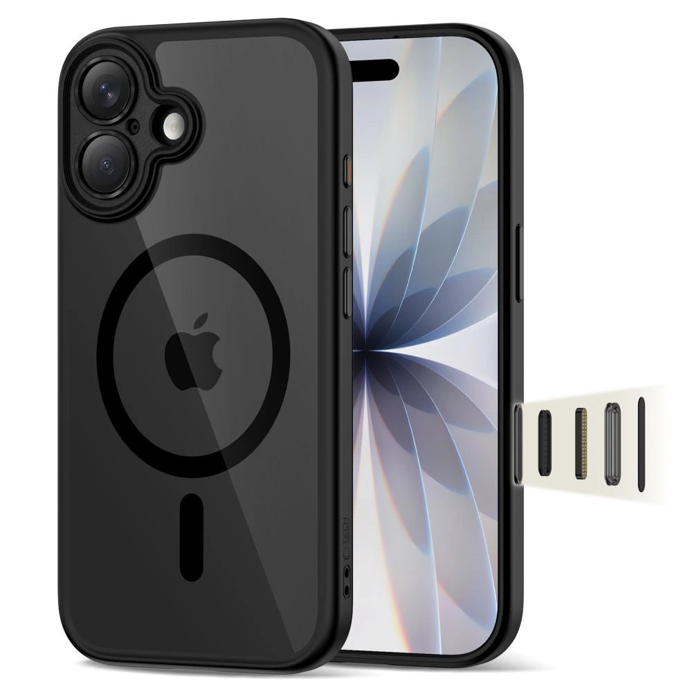 Etui Tech-Protect Magpeak Magsafe CC na iPhone 17- przezroczysto-czarne