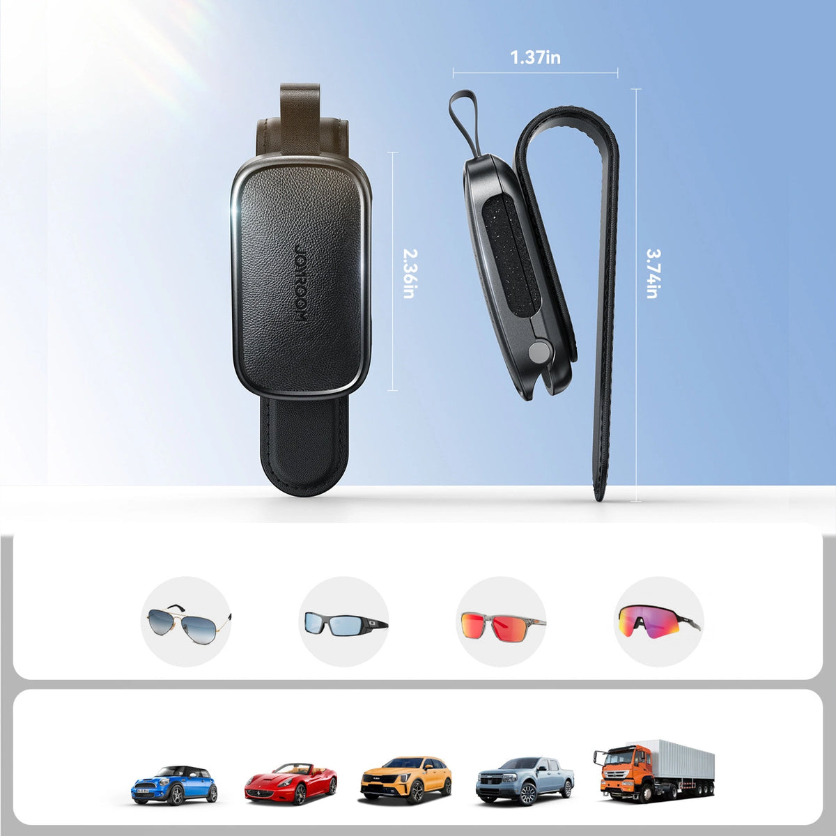 Uchwyt na okulary Joyroom JR-ZS511 na osłonę przeciwsłoneczną klips magnetyczny - czarny – zdjęcie 7