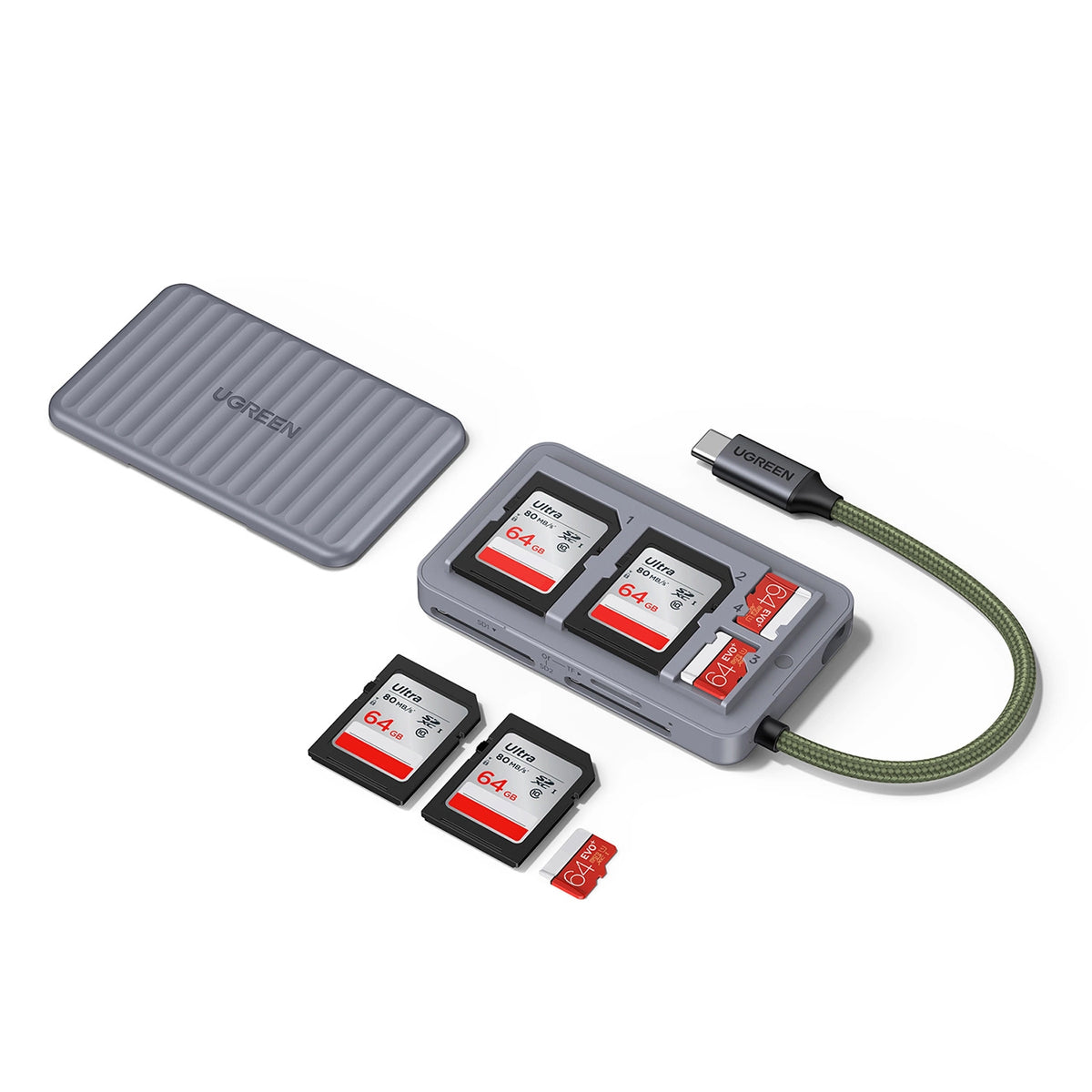 Czytnik kart pamięci Ugreen CM868 USB-C - szary – zdjęcie 2