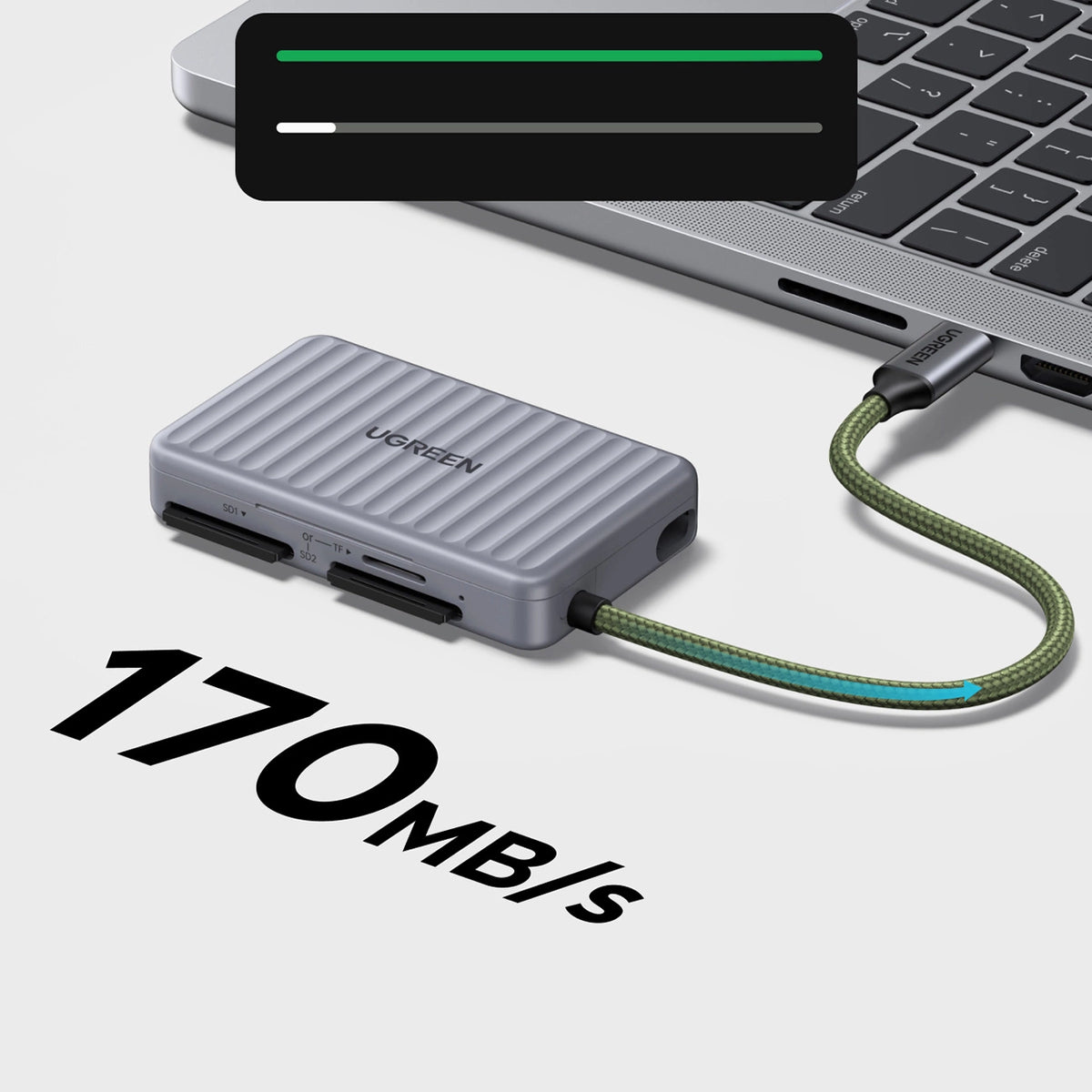 Czytnik kart pamięci Ugreen CM868 USB-C - szary – zdjęcie 4