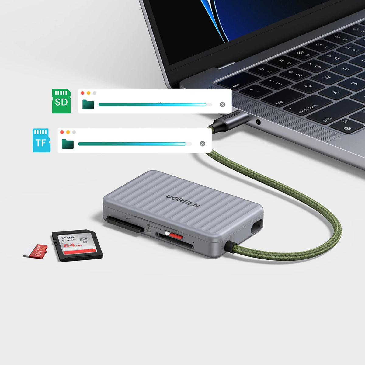 Czytnik kart pamięci Ugreen CM868 USB-C - szary – zdjęcie 6