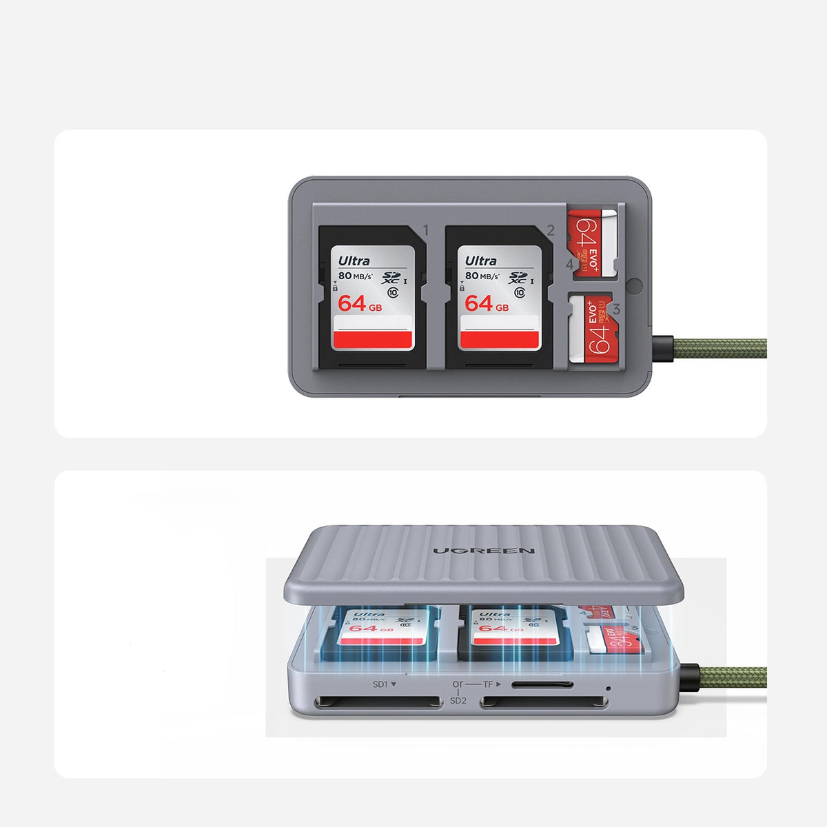 Czytnik kart pamięci Ugreen CM868 USB-C - szary – zdjęcie 7