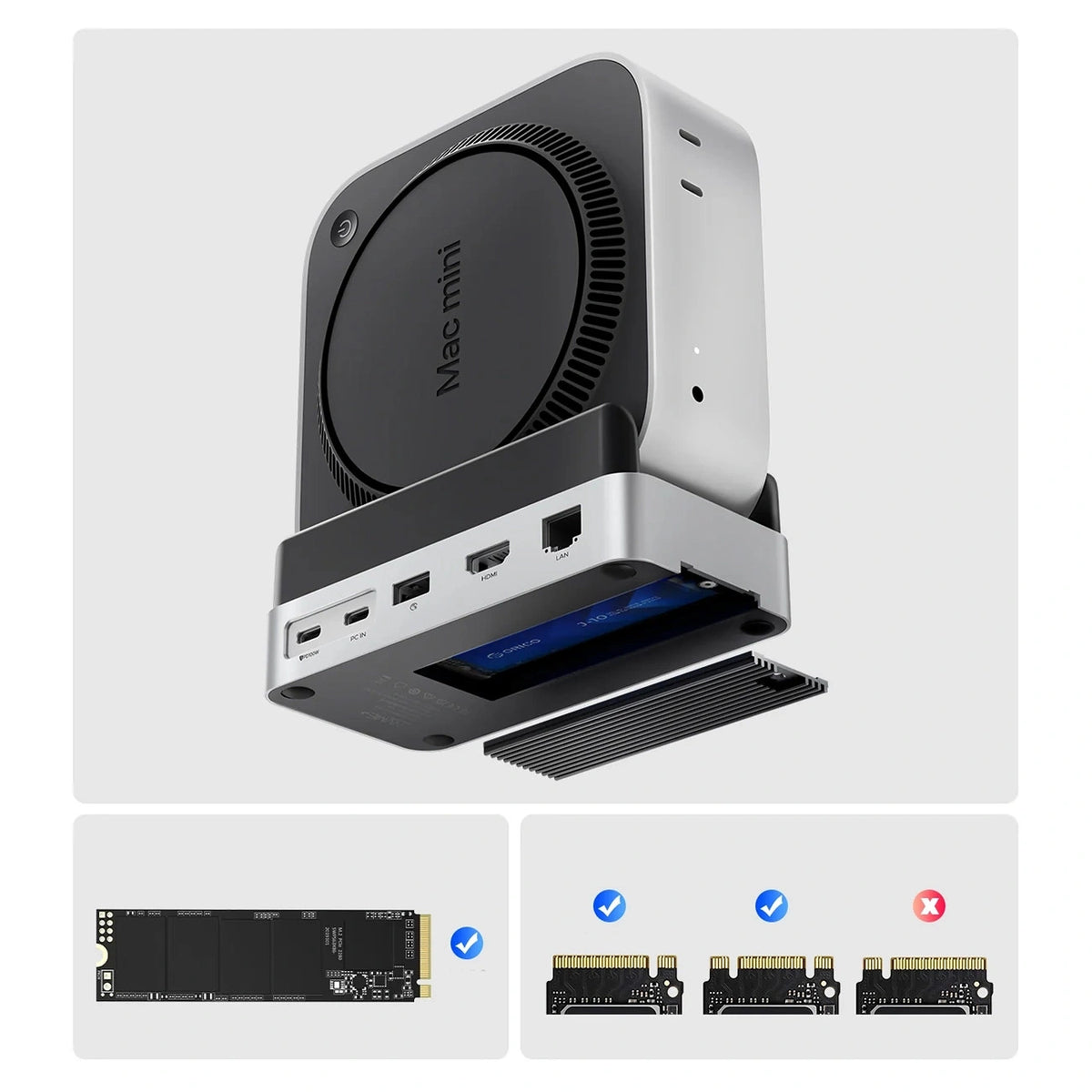 Stacja dokująca Orico MiniDock 10w1 z na dysk twardy SSD - srebrna – zdjęcie 4