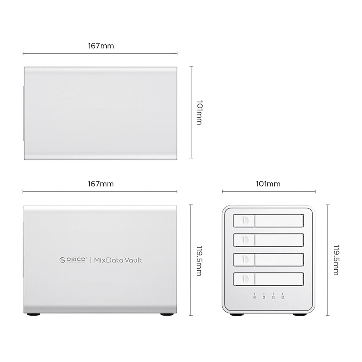 Macierz dyskowa Orico 8848U4 DAS Series 4-zatokowa M.2 NVMe SSD - biała – zdjęcie 2