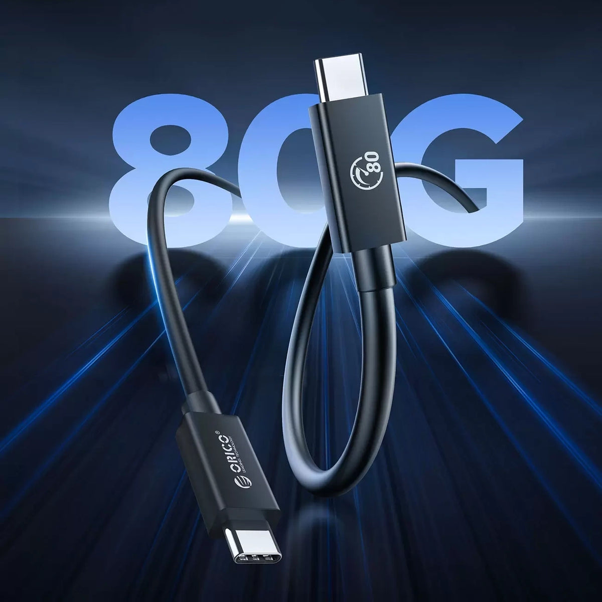 Kabel Orico USB4 kompatybilny z Thunderbolt 5 80Gbps do USB-C 2m - czarny – zdjęcie 4