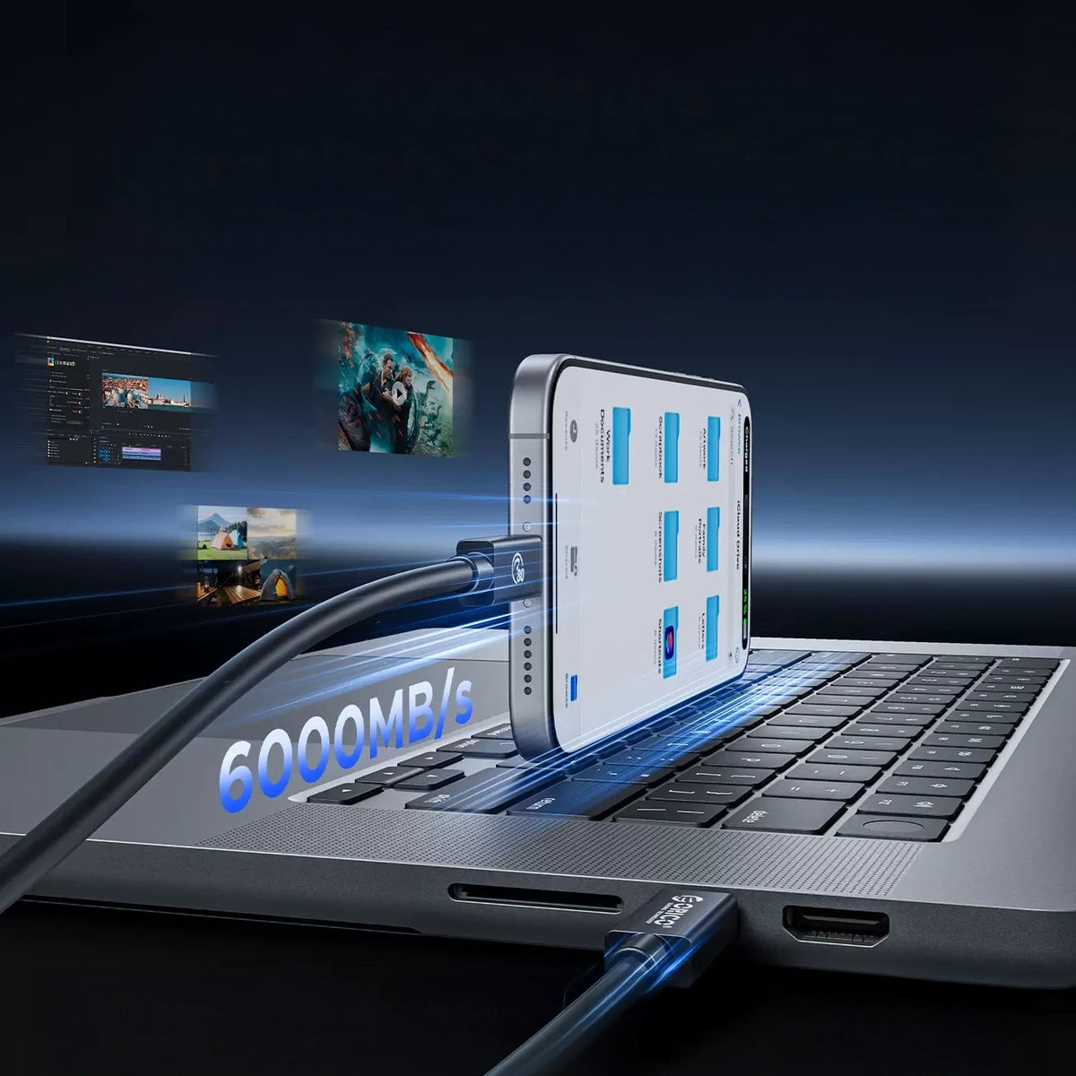 Kabel Orico USB4 kompatybilny z Thunderbolt 5 80Gbps do USB-C 2m - czarny – zdjęcie 6