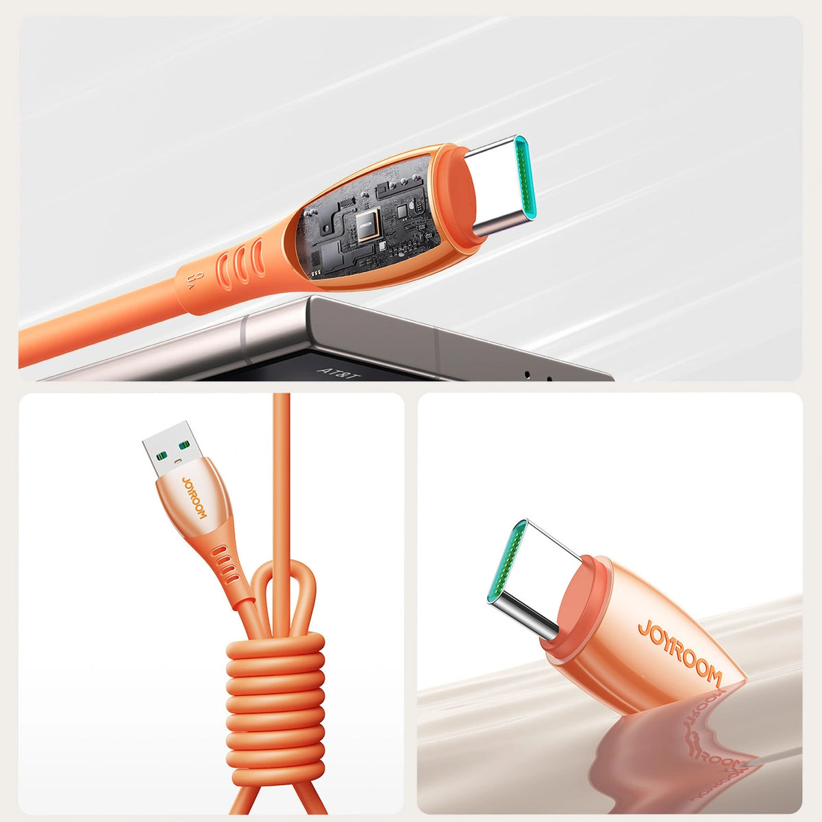 Kabel Joyroom S-A59 Vibrant Series 3A USB-A - USB-C 1,2m - pomarańczowy – zdjęcie 8