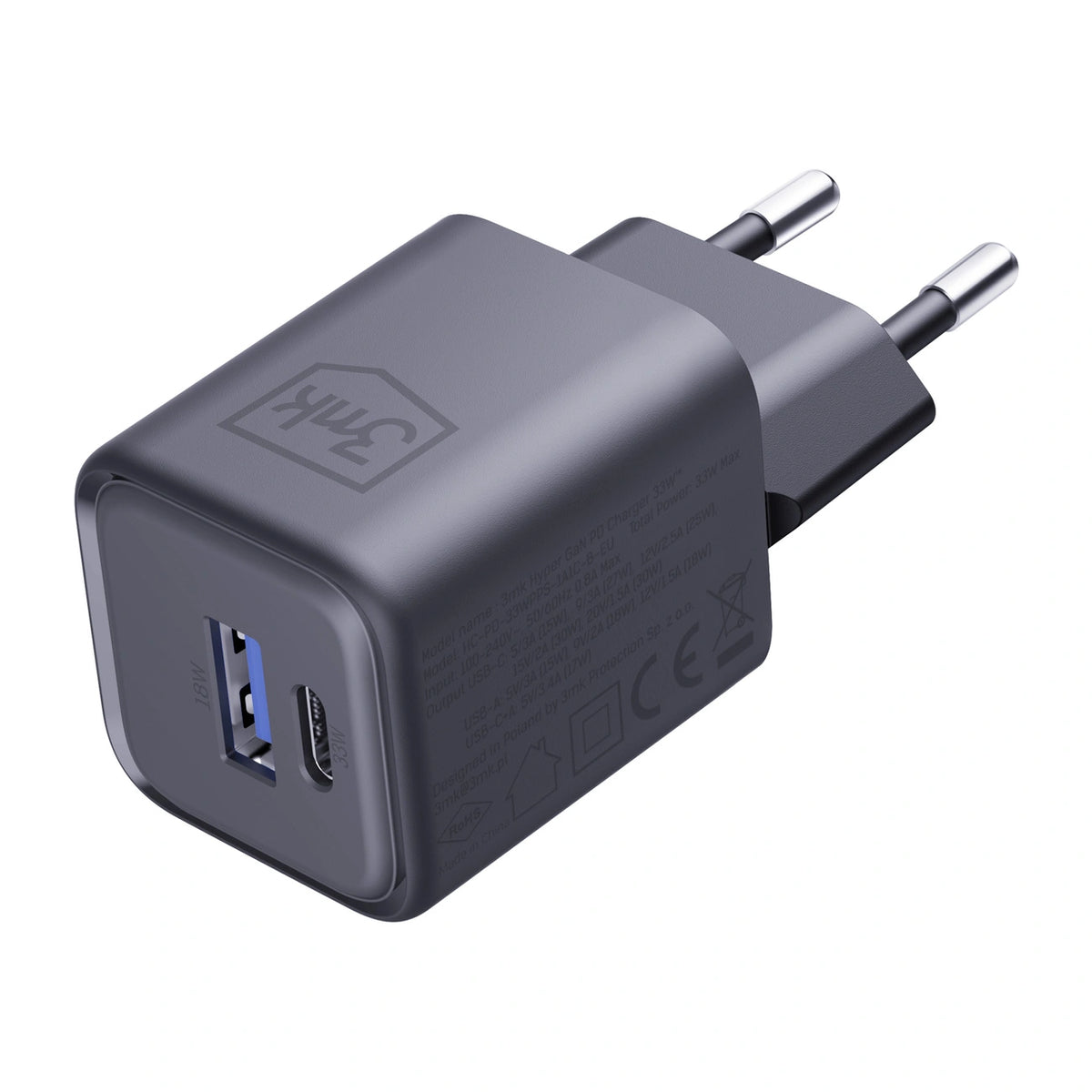 Ładowarka sieciowa 3mk Hyper Charger PD 33W GaN QC4+ PPS AFC FCP - czarna – zdjęcie 7