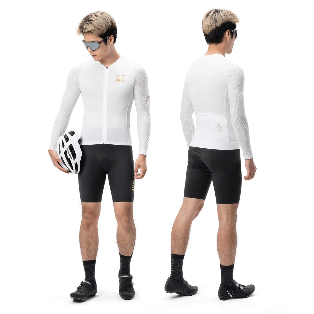 Koszulka rowerowa Rockbros YDCX008 Diamond z długim rękawem - biała – zdjęcie 3