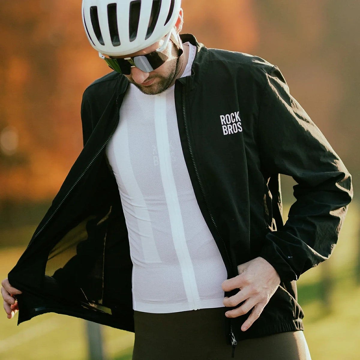 Koszulka rowerowa Rockbros YDCX008 Diamond z długim rękawem - biała – zdjęcie 5