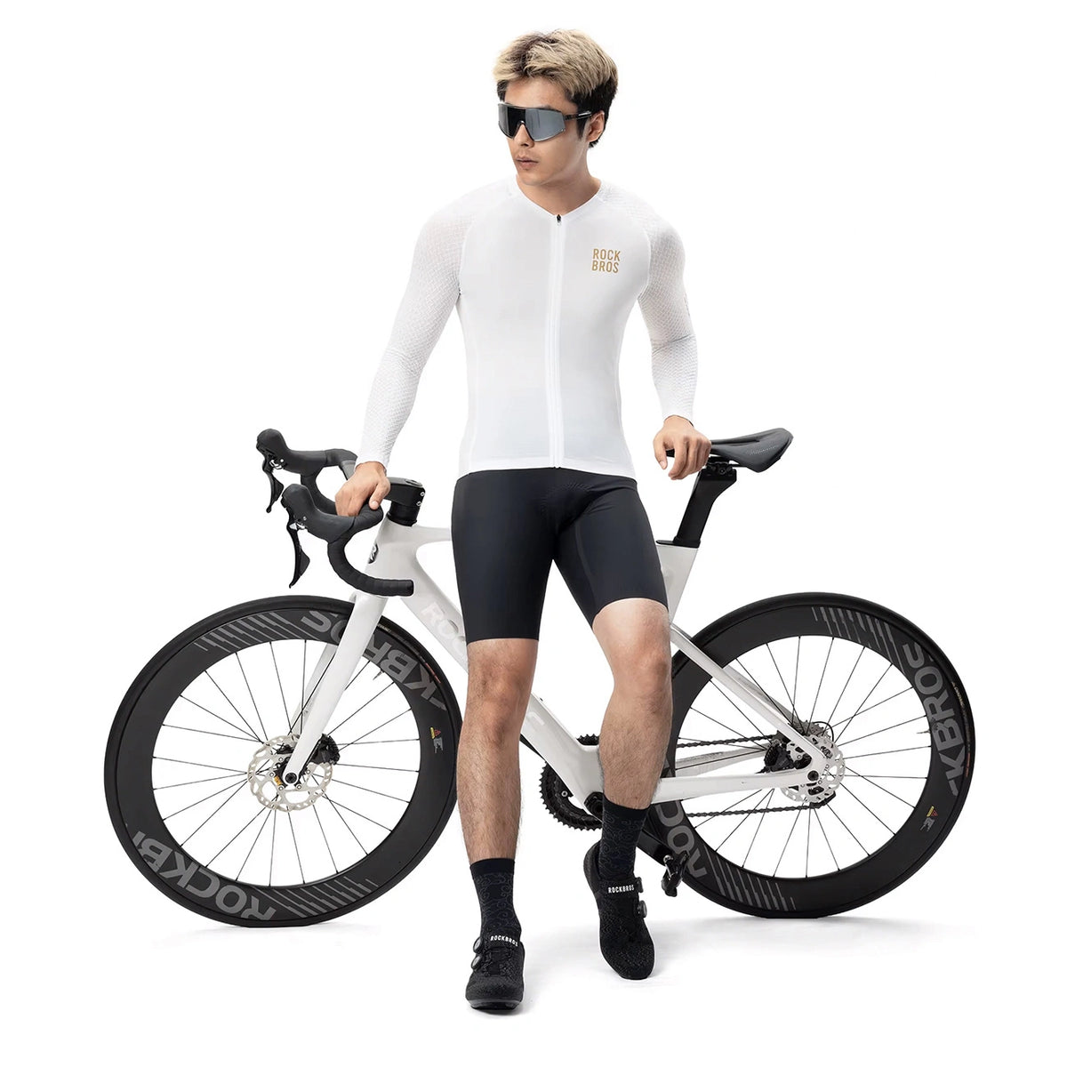 Koszulka rowerowa Rockbros YDCX008 Diamond z długim rękawem - biała – zdjęcie 6