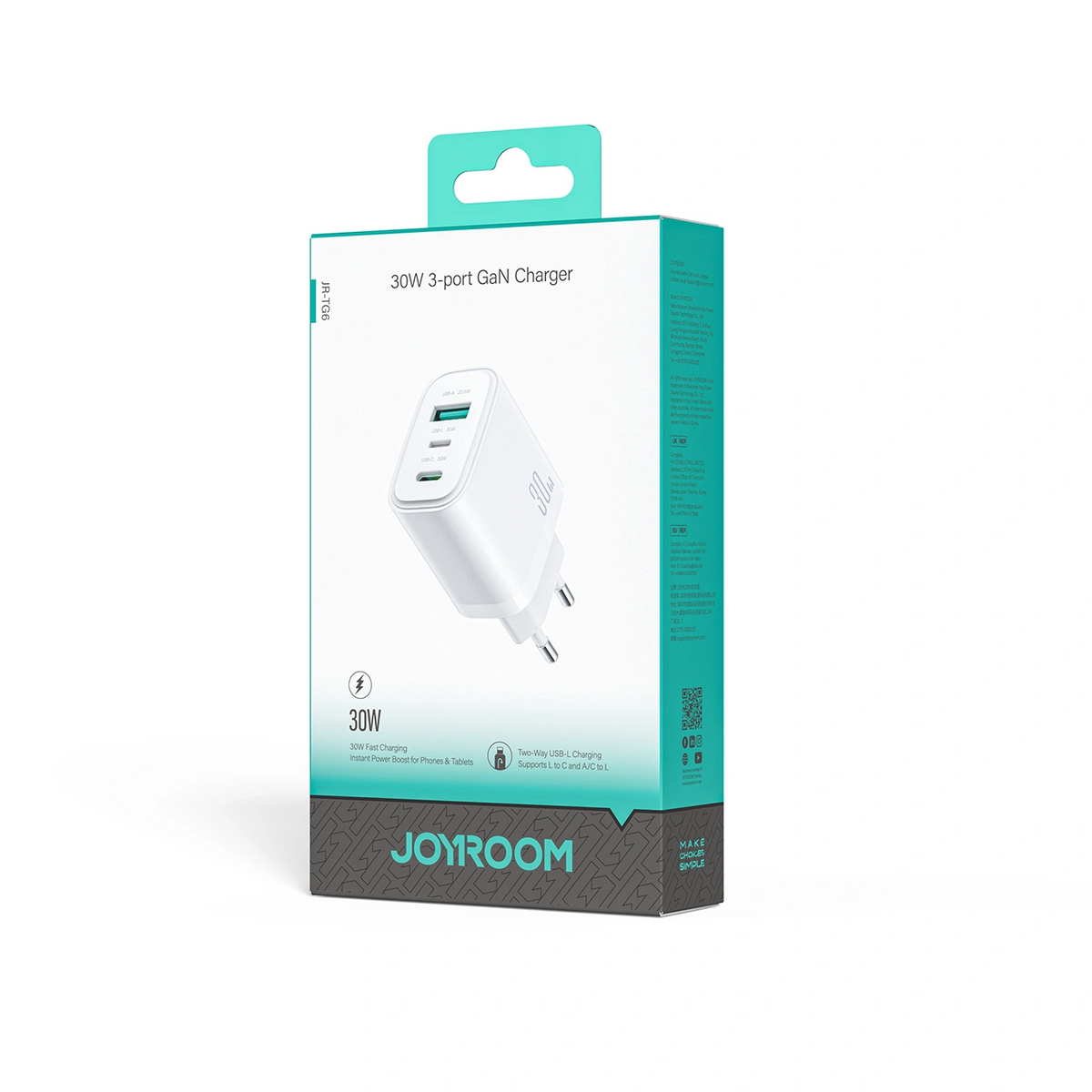 Ładowarka sieciowa Joyroom JR-TG6 GaN 30W - biała – zdjęcie 7