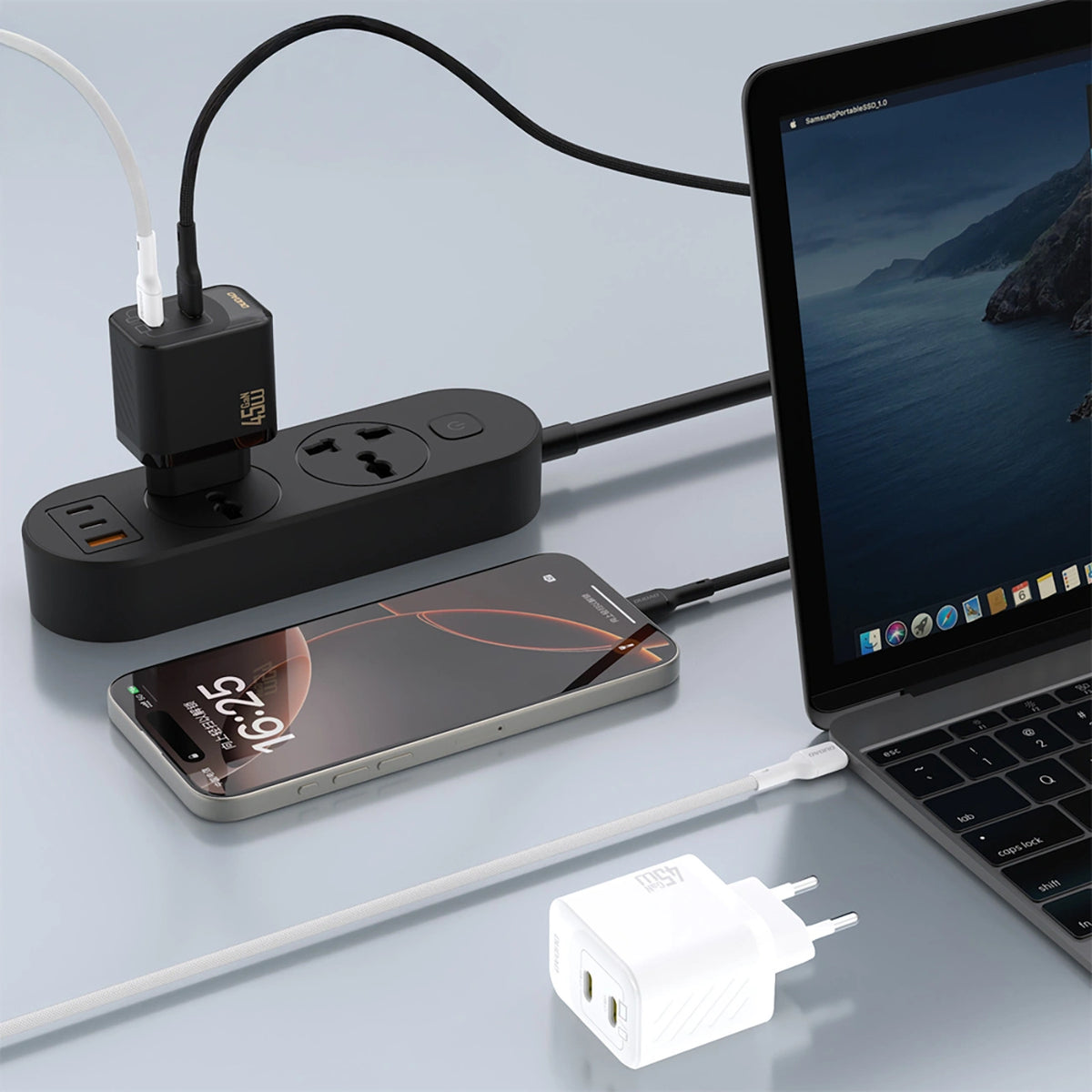 Ładowarka sieciowa Dudao A28PEU PD 45W GaN 2xUSB - czarna – zdjęcie 3