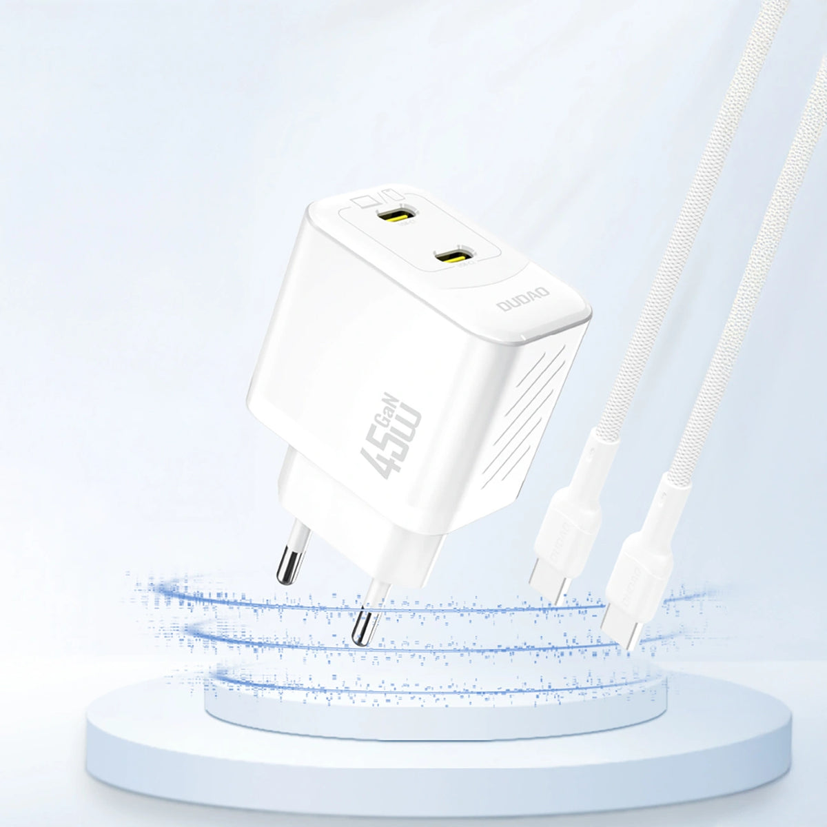 Ładowarka sieciowa Dudao A28PEU PD 45W GaN 2xUSB-C - biała – zdjęcie 2