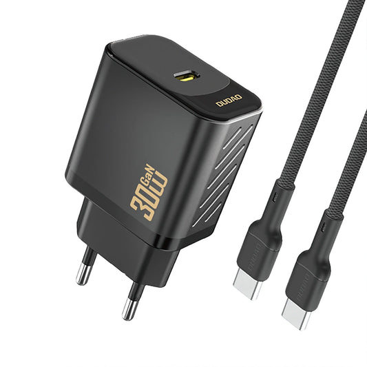 Ładowarka sieciowa Dudao A27PCEU PD 30W GaN USB-C z kablem USB-C - czarna