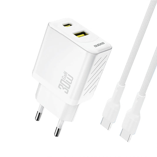 Ładowarka sieciowa Dudao A27TCEU PD 30W GaN USB-A USB-C z kablem - biała