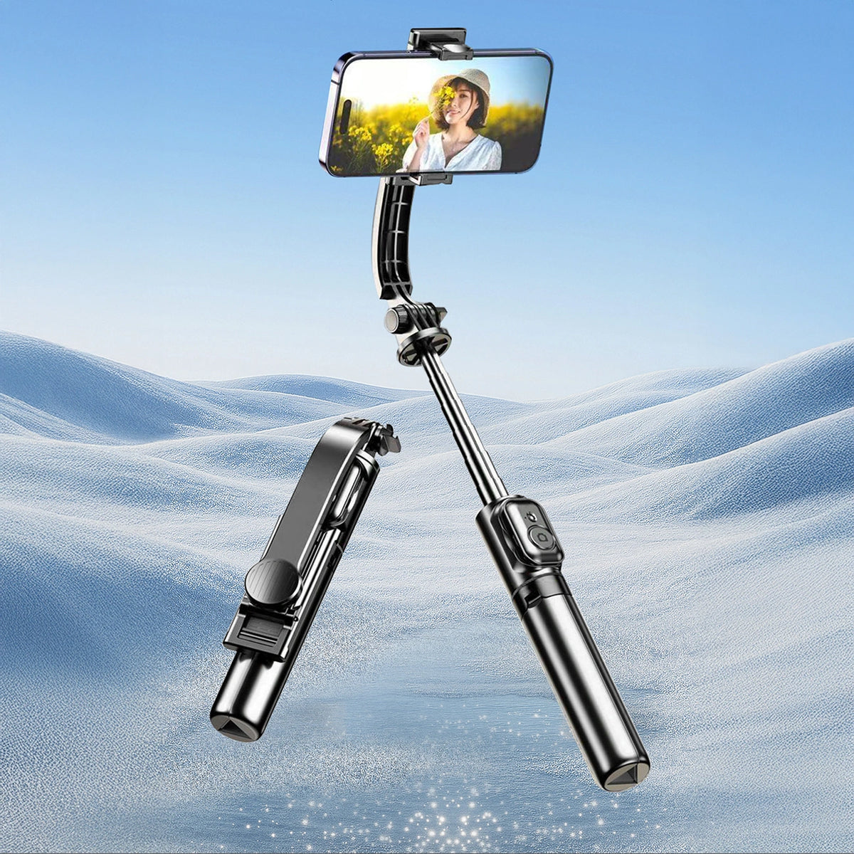 Selfie stick Dudao F18S 4w1 statyw składany z pilotem - czarny – zdjęcie 3