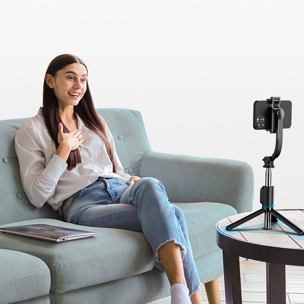 Selfie stick Dudao F18S 4w1 statyw składany z pilotem - czarny – zdjęcie 5