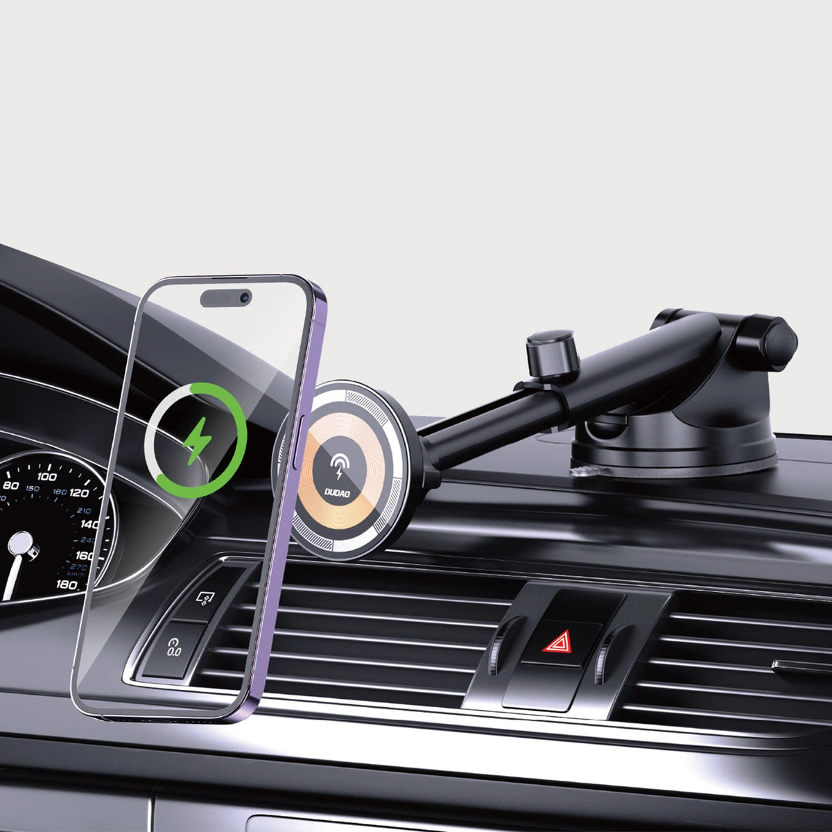 Uchwyt samochodowy Dudao F12MAX+ z ładowarką bezprzewodową 15W - czarny – zdjęcie 11