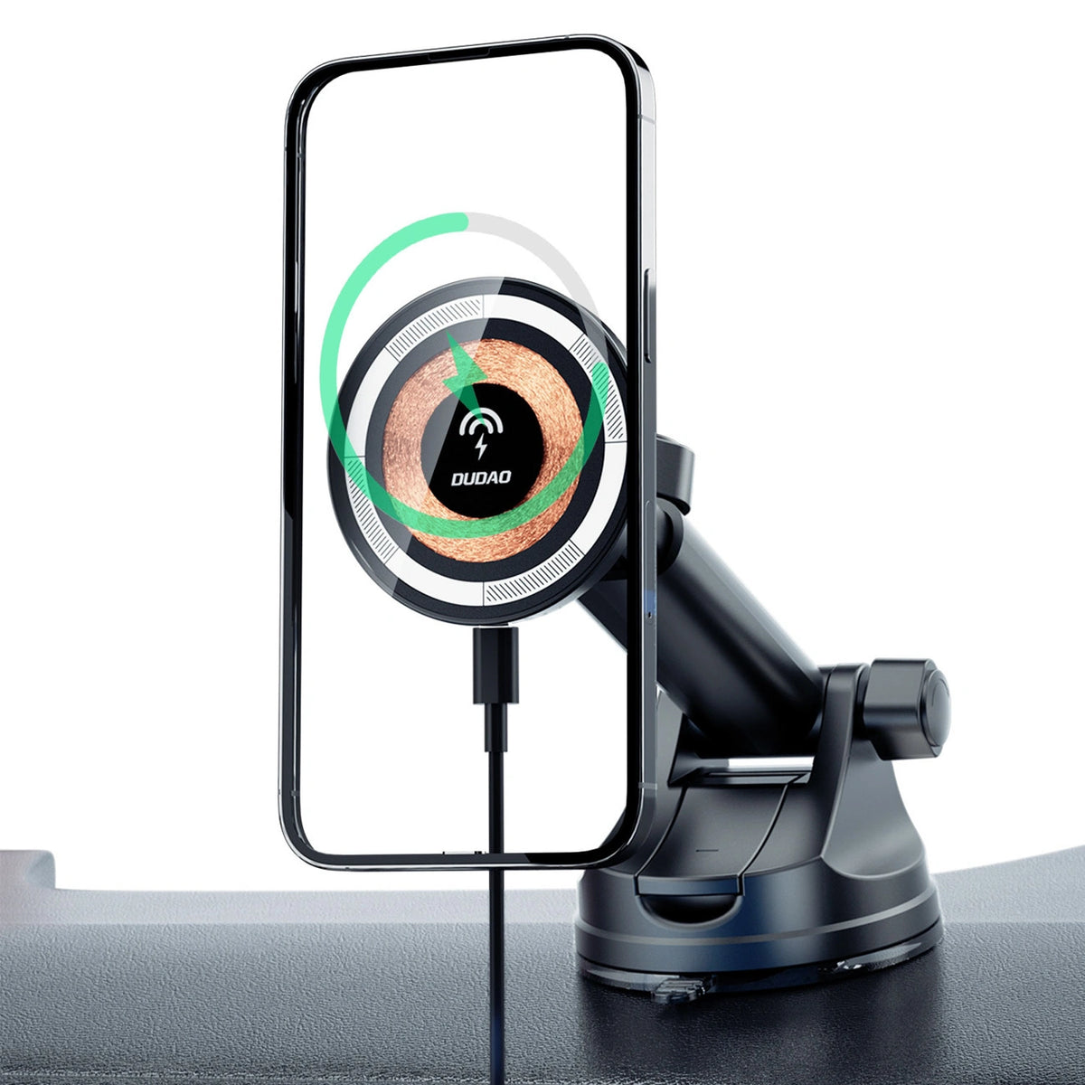 Uchwyt samochodowy Dudao F12MAX+ z ładowarką bezprzewodową 15W - czarny – zdjęcie 7