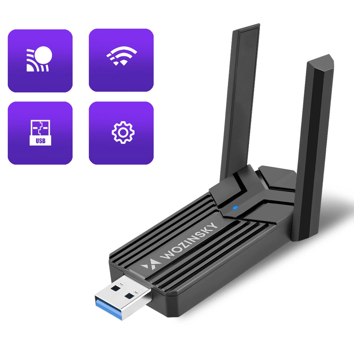 Adapter Wozinsky WAX-1800 dwupasmowy bezprzewodowy USB 3.0 WiFi 6 - czarny – zdjęcie 3