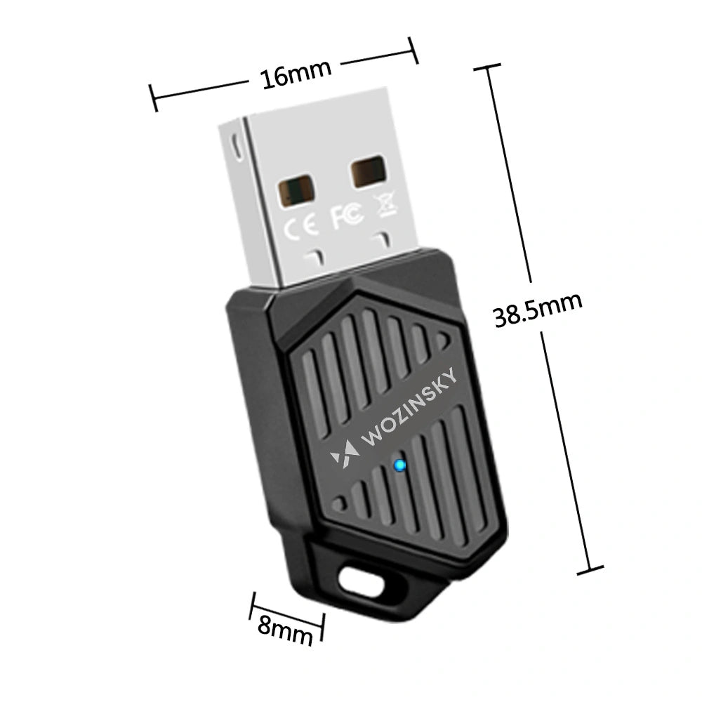 Adapter Wozinsky WAX-900 dwupasmowy USB Wi-Fi 6 z Bluetooth 5.4 - czarny – zdjęcie 2