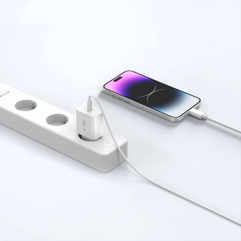Ładowarka sieciowa Tech-Protect NC20W z kablem USB-C / Lighting - biała – zdjęcie 9