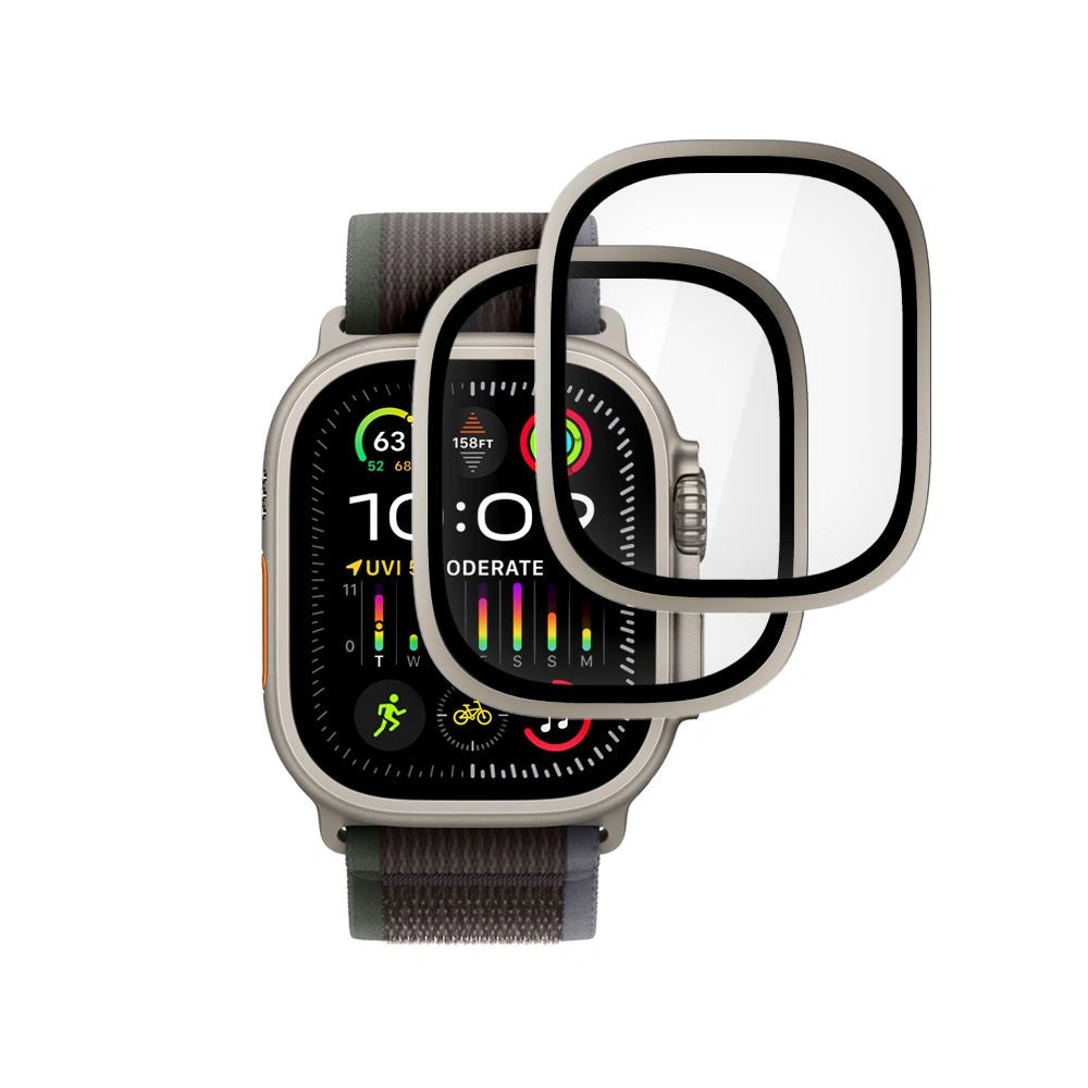 Szkło hartowane Tech-Protect 2-pack na Apple Watch Ultra 49 mm - srebrno-czarne – zdjęcie 2