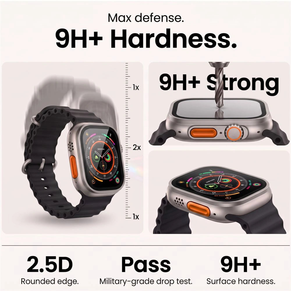 Szkło hartowane Tech-Protect 2-pack na Apple Watch Ultra 49 mm - srebrno-czarne – zdjęcie 3