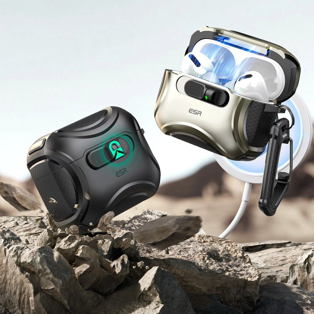 Etui ESR Cyber FlickLock MagSafe na AirPods Pro 3 - srebrne – zdjęcie 4