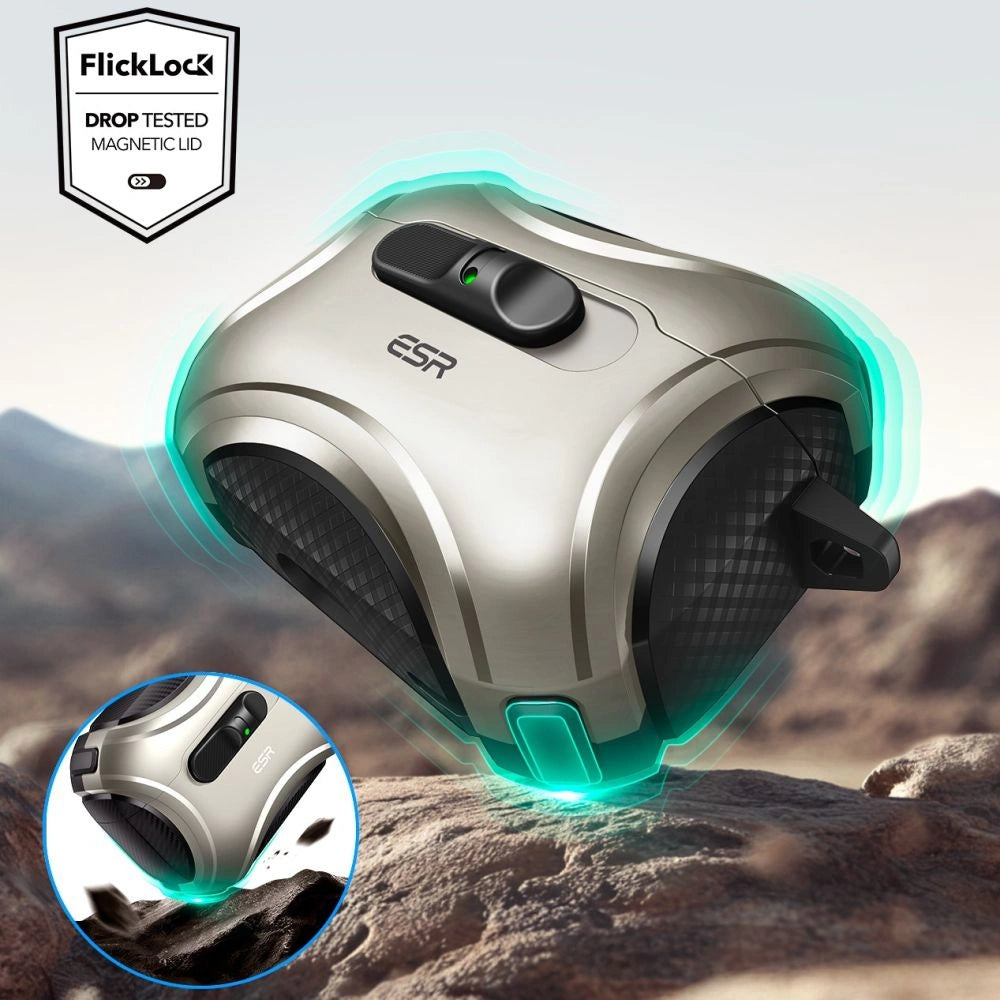Etui ESR Cyber FlickLock MagSafe na AirPods Pro 3 - srebrne – zdjęcie 5