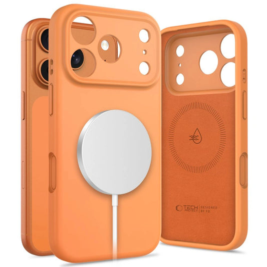 Etui Tech-Protect Silicone MagSafe na iPhone 17 Pro - pomarańczowe