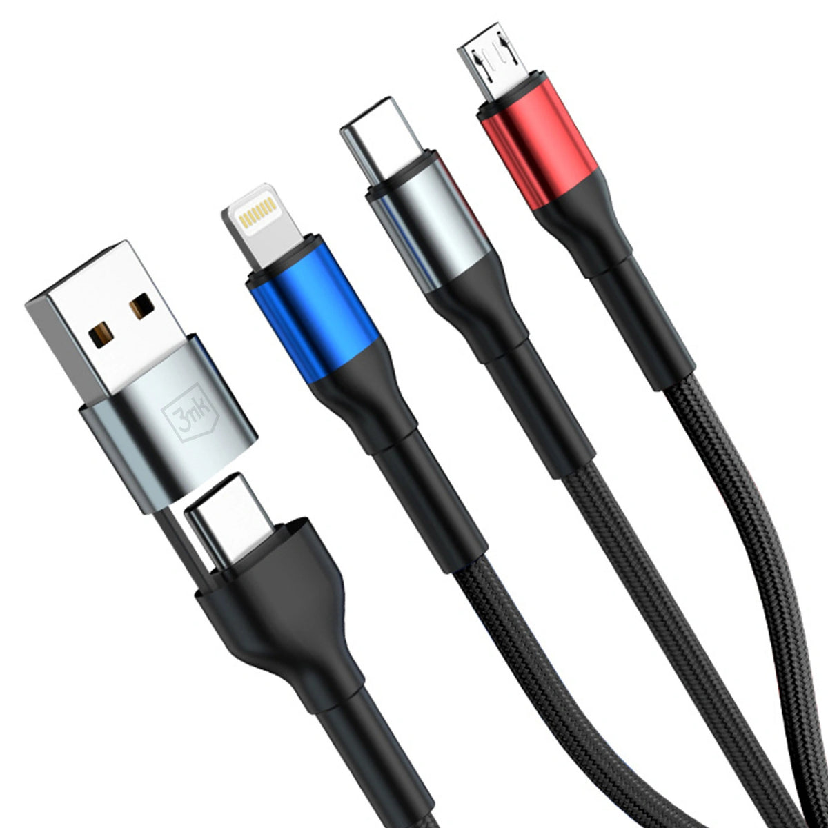Kabel 3mk Hyper Cable N-SERIES 6 in 1 USB-C / USB-A to USB-C - czarny – zdjęcie 2
