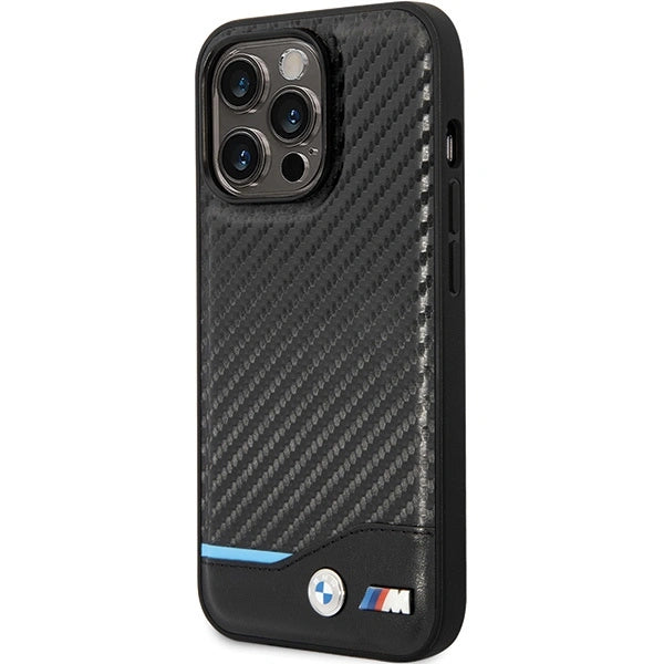 Etui BMW Leather Carbon na iPhone 13 Pro Max - czarne – zdjęcie 2