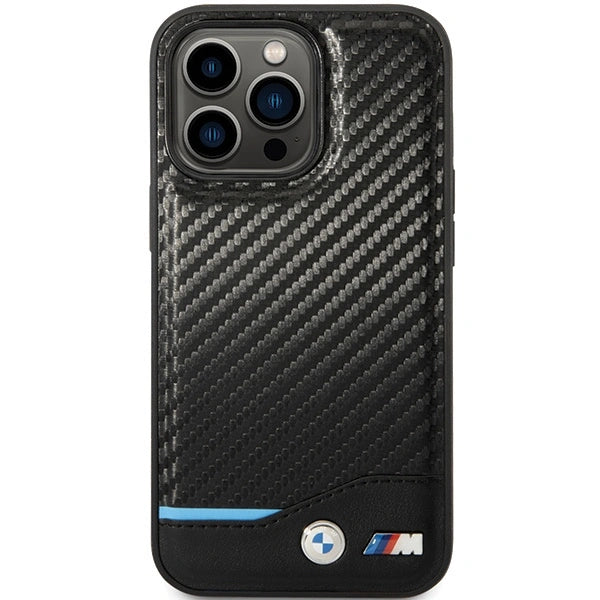 Etui BMW Leather Carbon na iPhone 13 Pro Max - czarne – zdjęcie 3