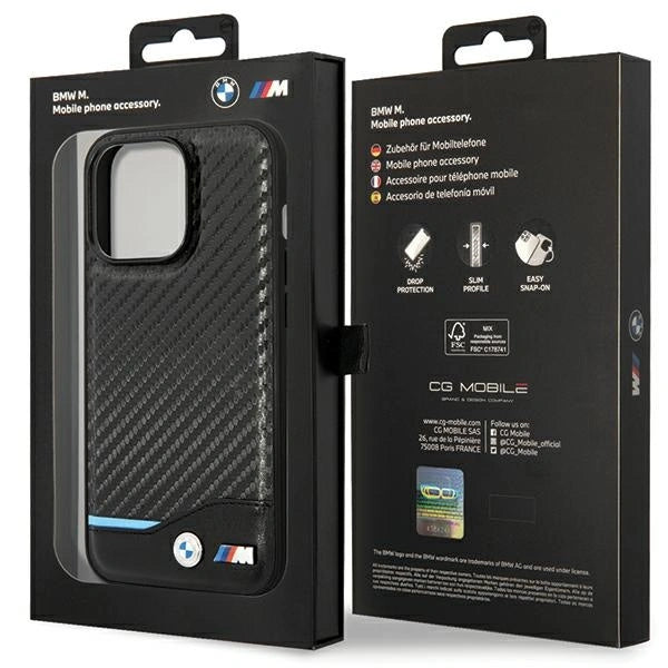 Etui BMW Leather Carbon na iPhone 13 Pro Max - czarne – zdjęcie 8