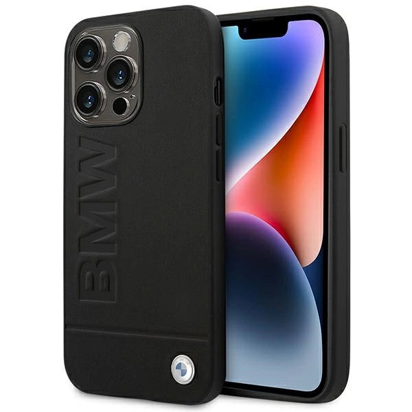 Etui BMW Leather Stamp na iPhone 14 Pro - czarne
