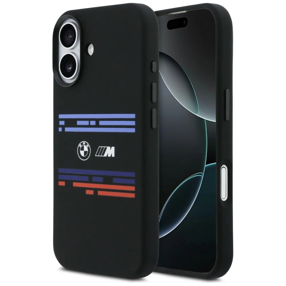 Etui BMW M Silicon Horizontal Line MagSafe na iPhone 17 - czarne