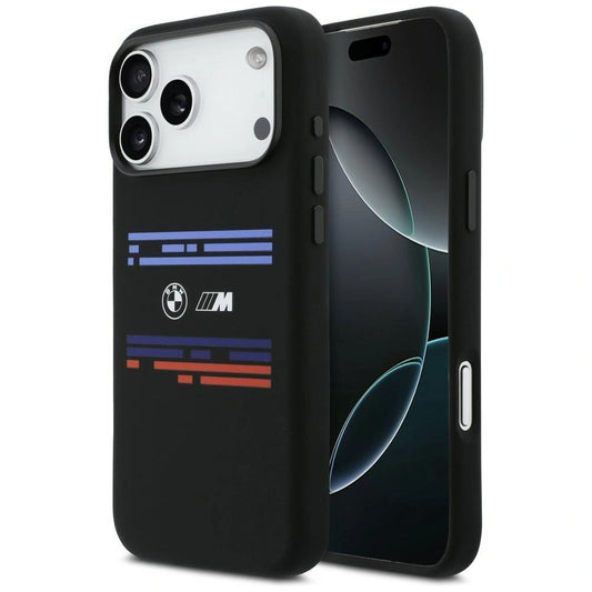 Etui BMW M Silicon Horizontal Line MagSafe na iPhone 17 Pro Max - czarne