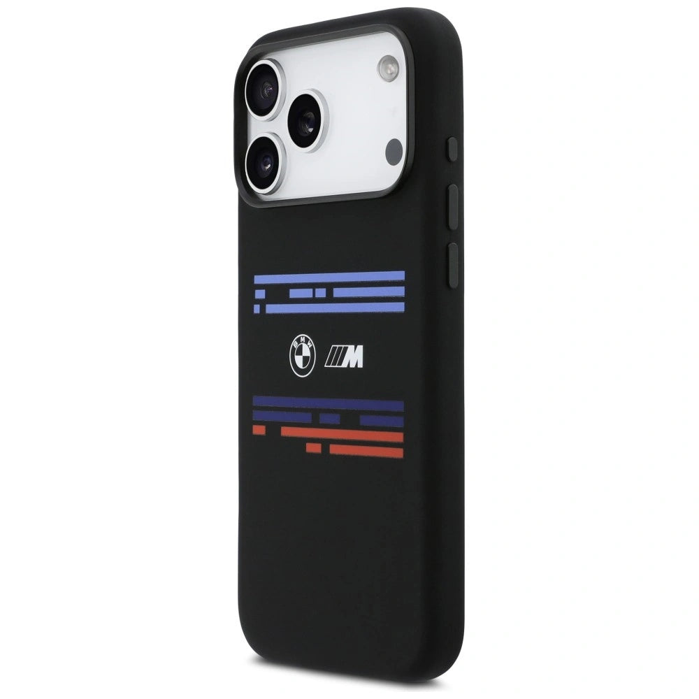 Etui BMW M Silicon Horizontal Line MagSafe na iPhone 17 Pro Max - czarne – zdjęcie 2