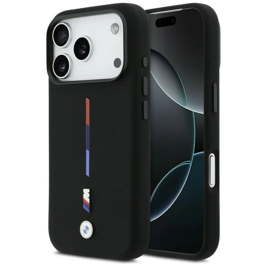 Etui BMW M Silicon Tricolor Line MagSafe na iPhone 17 Pro - czarne