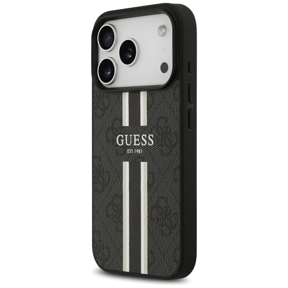 Etui Guess 4G Printed Stripes MagSafe na iPhone 17 Pro - czarne – zdjęcie 2