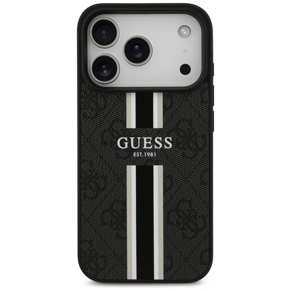 Etui Guess 4G Printed Stripes MagSafe na iPhone 17 Pro - czarne – zdjęcie 3