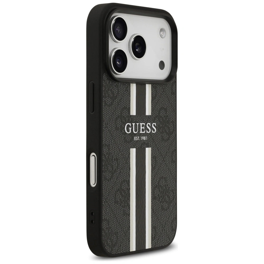 Etui Guess 4G Printed Stripes MagSafe na iPhone 17 Pro - czarne – zdjęcie 4