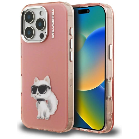 Etui Karl Lagerfeld IML Aquarelle Choupette & na iPhone 16 Pro - różowe