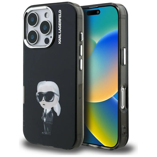 Etui Karl Lagerfeld IML Aquarelle Karl & Logo na iPhone 16 Pro - czarne
