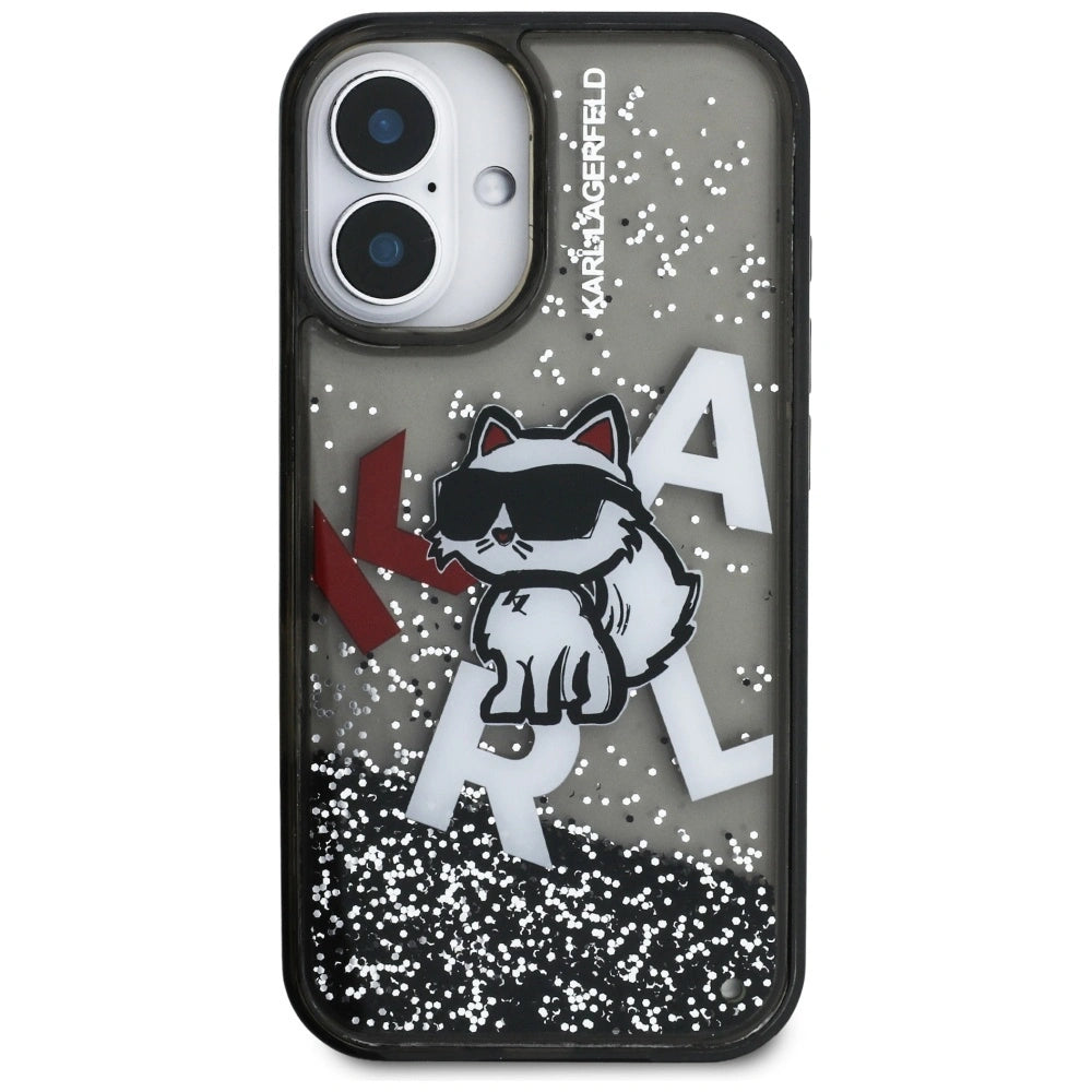 Etui Karl Lagerfeld Liquid Glitter Choupette Logo na iPhone 16 - czarne – zdjęcie 3