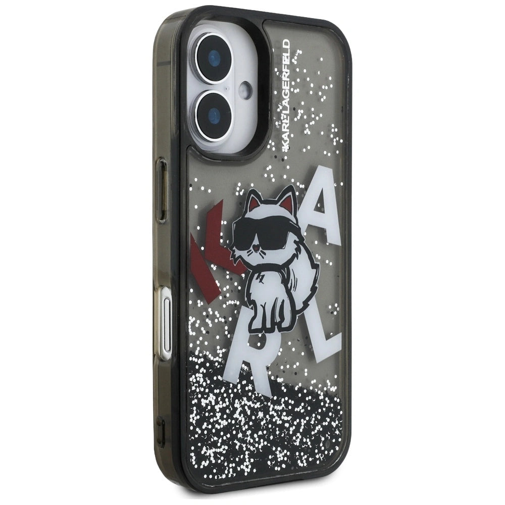Etui Karl Lagerfeld Liquid Glitter Choupette Logo na iPhone 16 - czarne – zdjęcie 4
