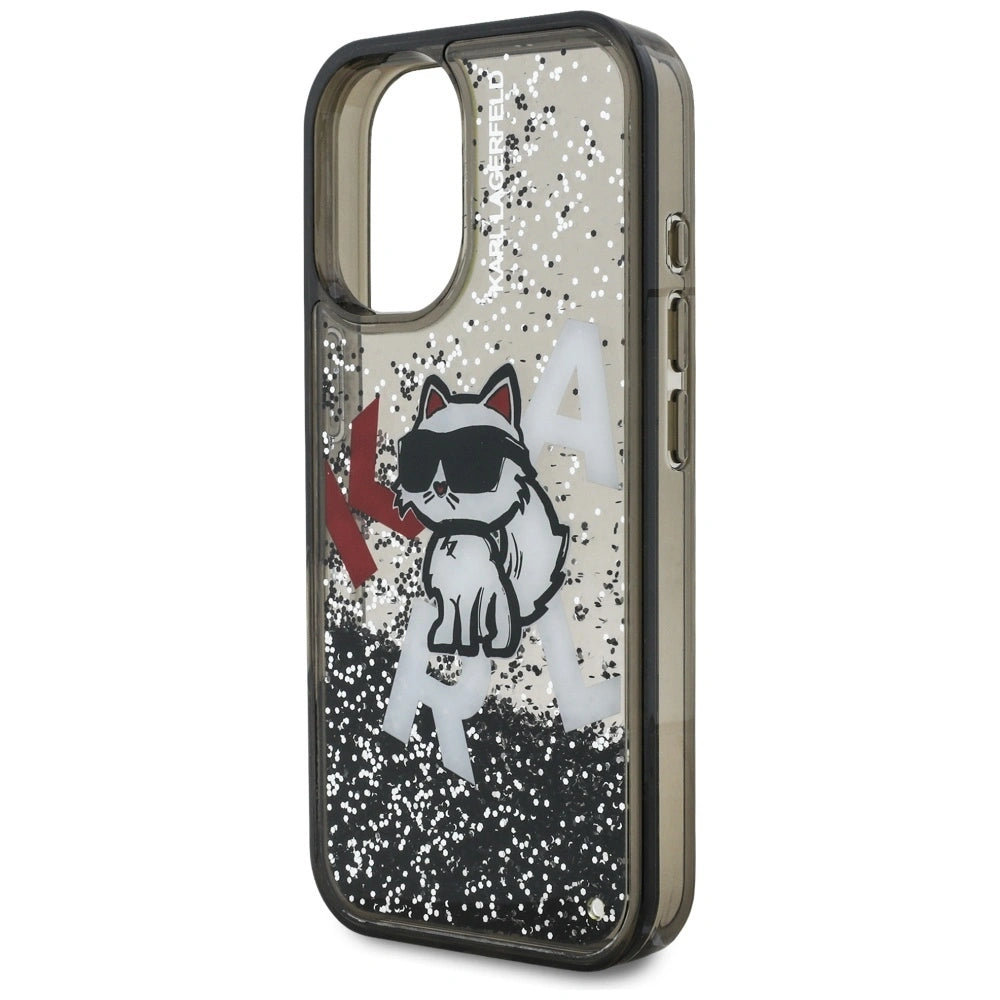 Etui Karl Lagerfeld Liquid Glitter Choupette Logo na iPhone 16 - czarne – zdjęcie 6