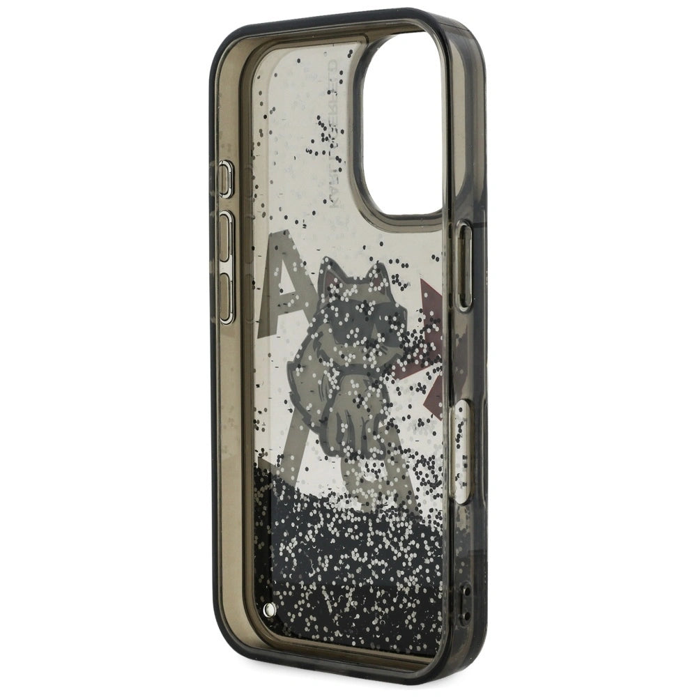Etui Karl Lagerfeld Liquid Glitter Choupette Logo na iPhone 16 - czarne – zdjęcie 7